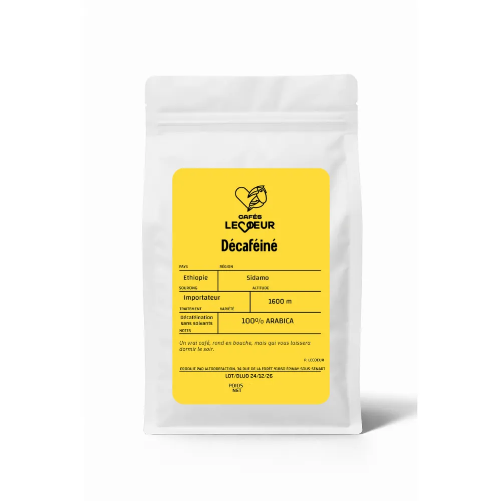 Éthiopie Décaféiné - Café en grain décaféiné, floral et élégant (Grain)