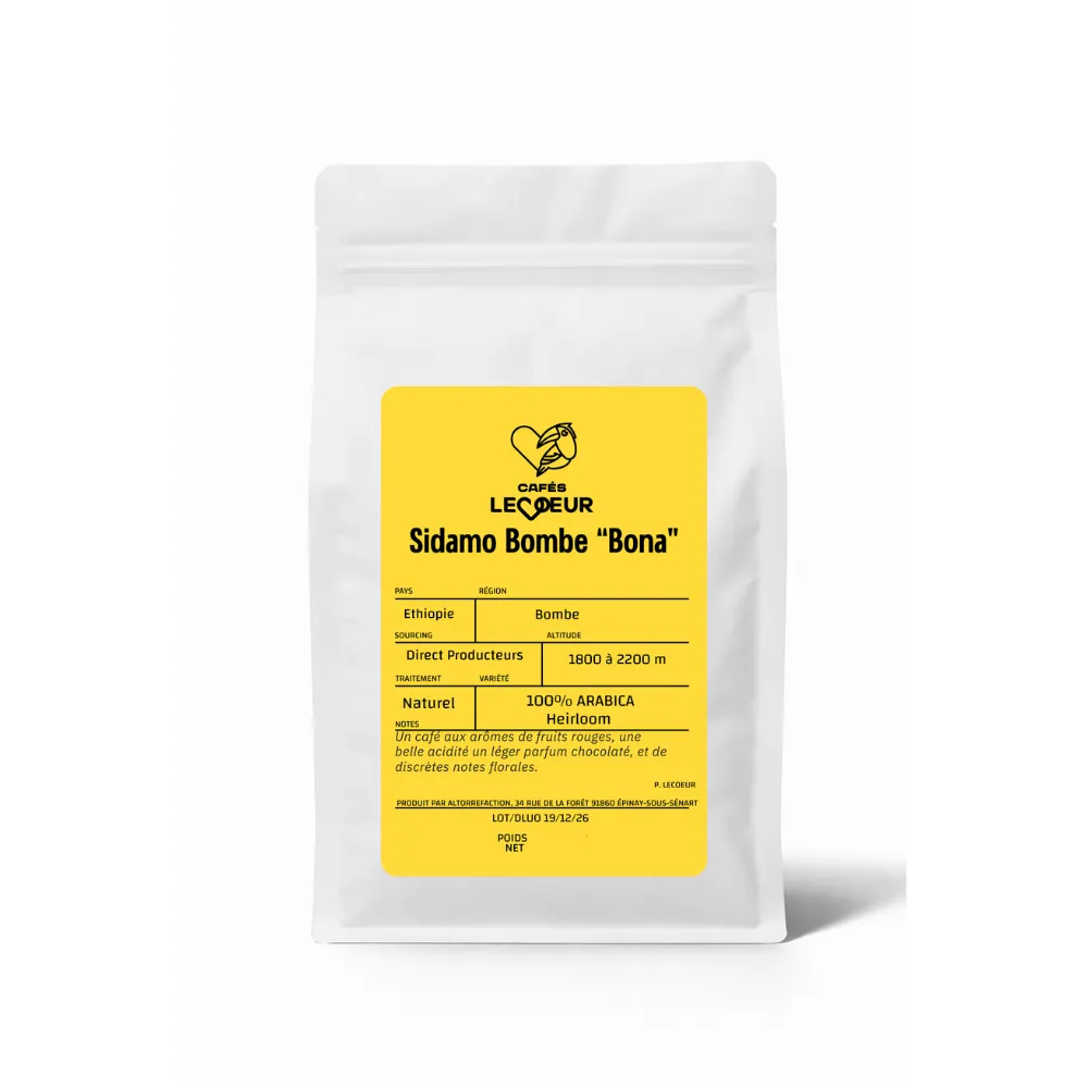 Sidamo Bombe bona - Café en grain d’Éthiopie, floral et fruité (Grain)